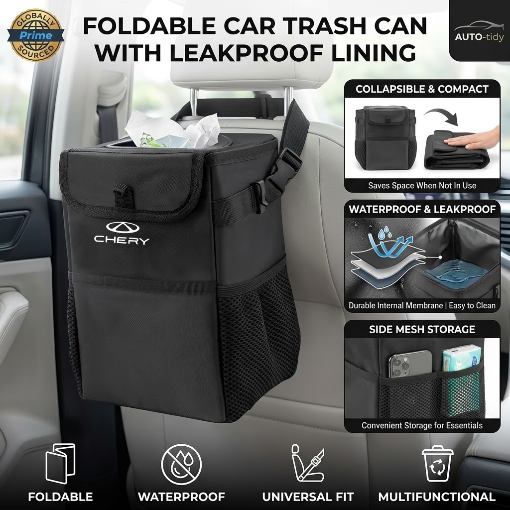 Waterproof Car Trash Can With Lid - Poubelle de voiture pliable, portable, étanche