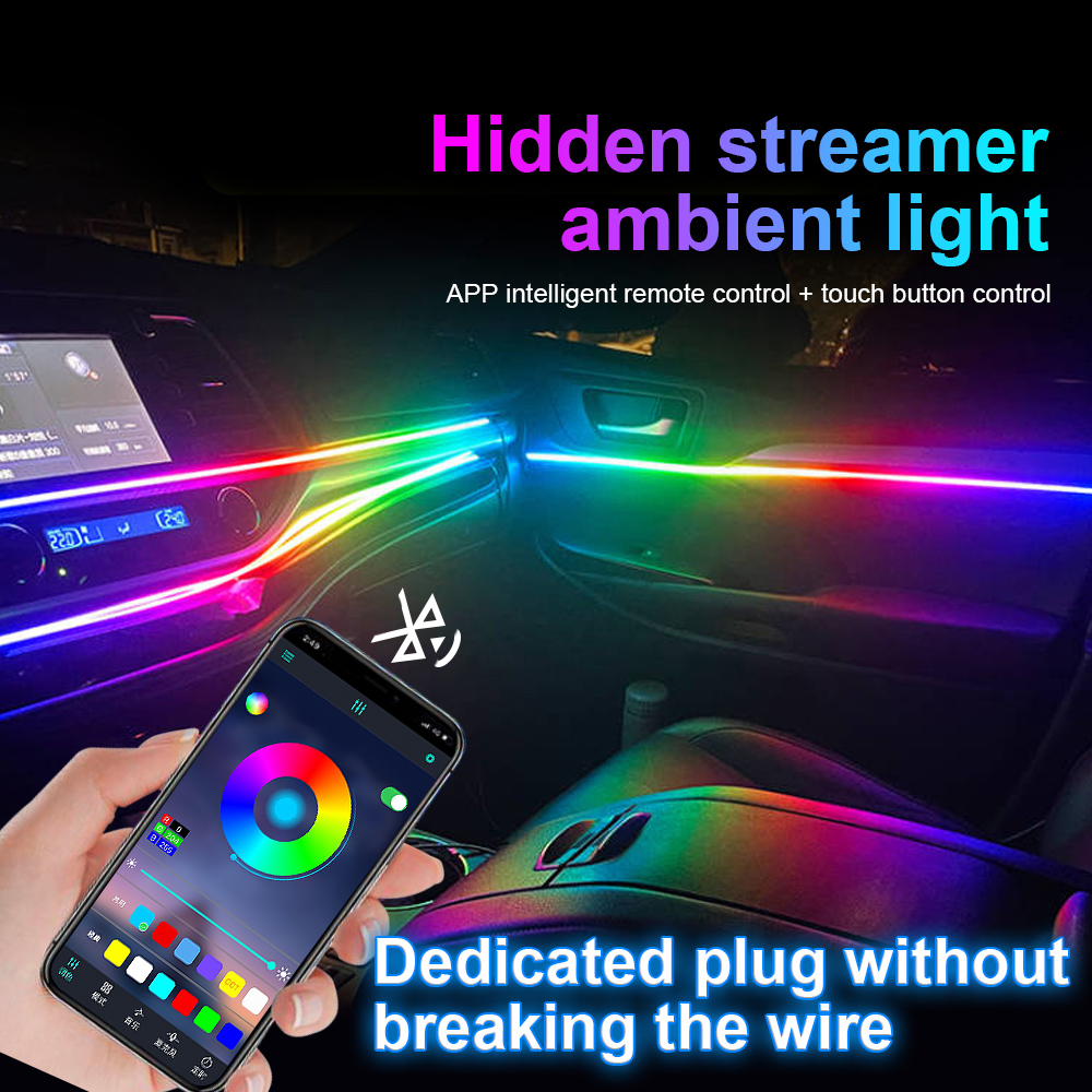 18 en 1 64 couleurs RGB sympho - Led Ambient Interior Car Lights App Control avis et prix
