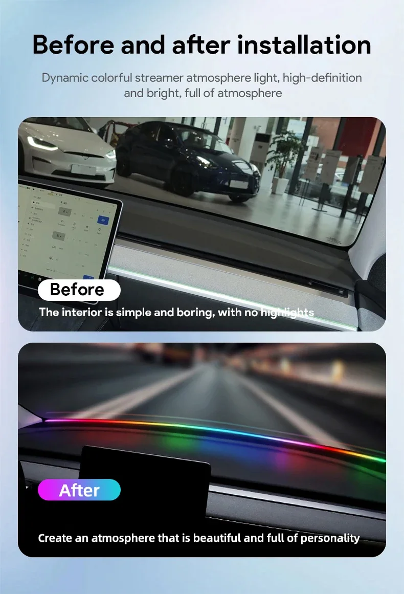 140/150CM LED voiture lumière  - Led Ambient Interior Car Lights App Control avis et prix