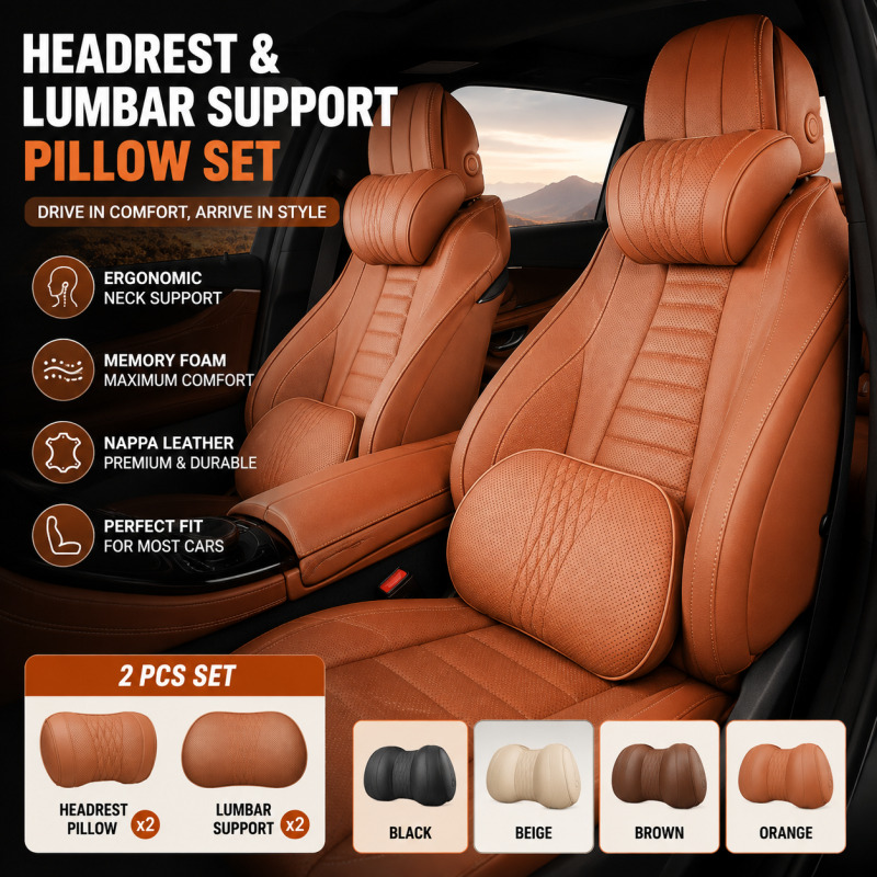 Coussin de soutien lombaire en - Memory Foam Car Neck Pillow Lumbar Support avis et prix