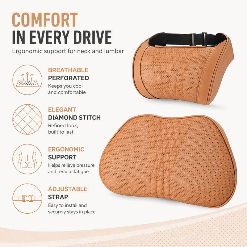 Coussin de soutien lombaire en - Memory Foam Car Neck Pillow Lumbar Support avis et prix